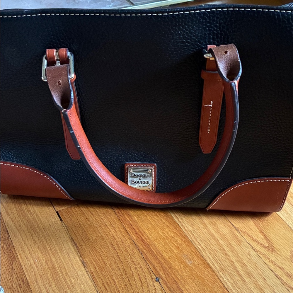Dooney & Bourke Black and Tan Leather Handbag